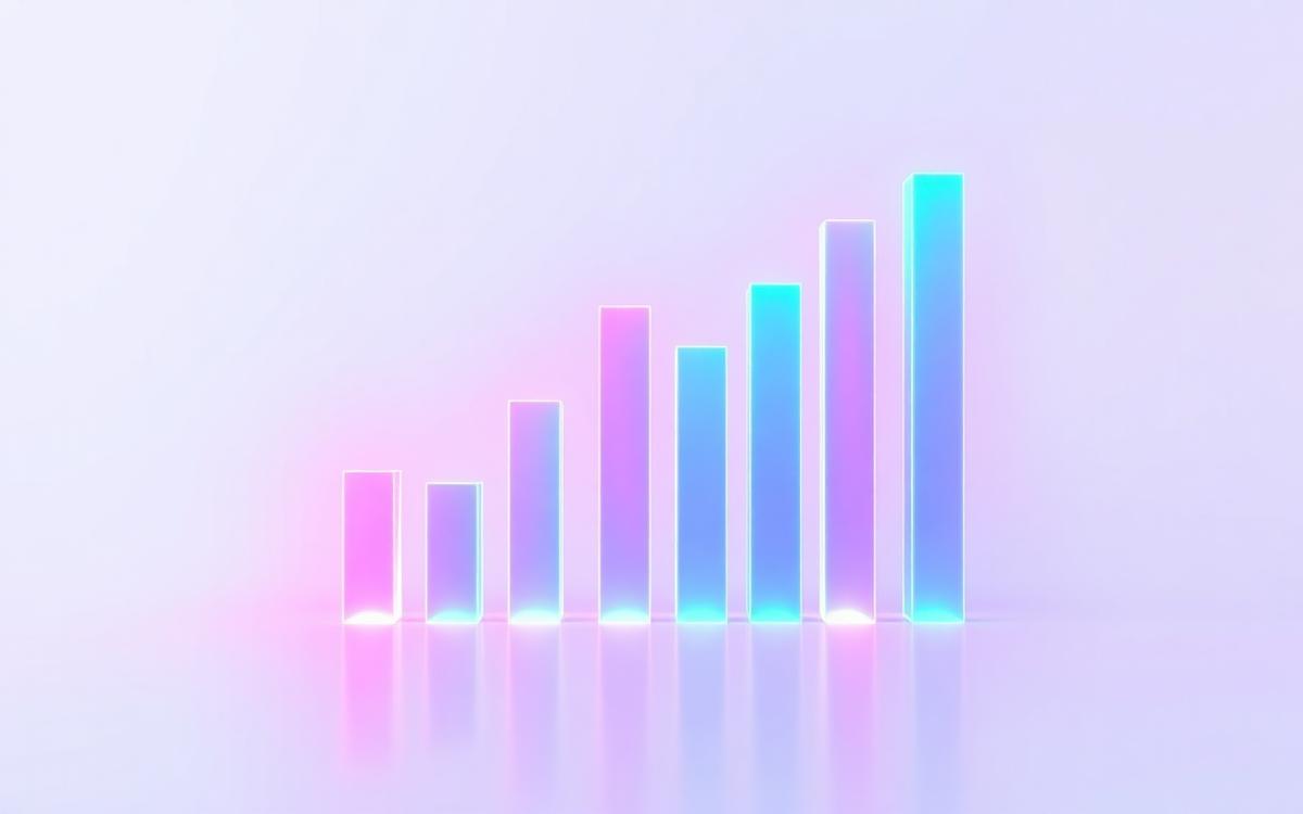 Glowing holographic bar chart rising, representing AI marketing return on investment